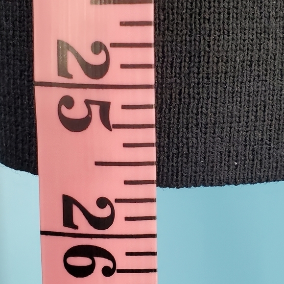 Tory Burch black wool sweater tan striped silk trim *flaw* - Picture 11 of 16